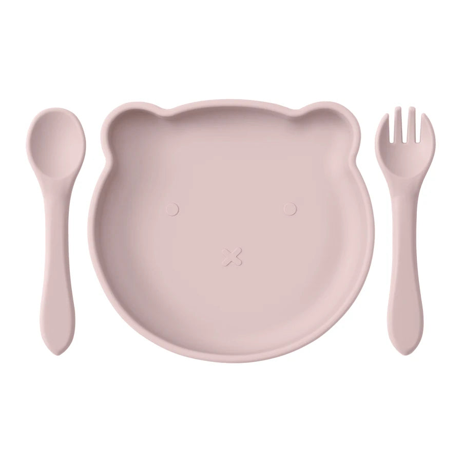 Silicone Baby Feeding Set- BPA Free Suction Bowl, Plate, Spoon & Fork