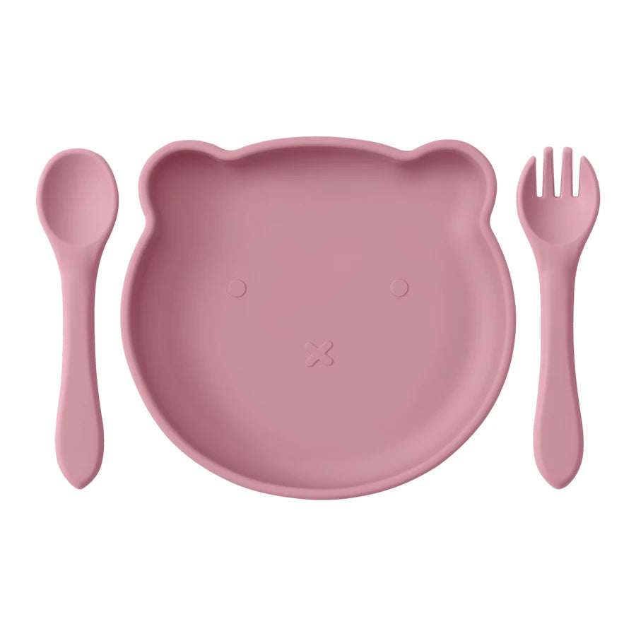 Silicone Baby Feeding Set- BPA Free Suction Bowl, Plate, Spoon & Fork
