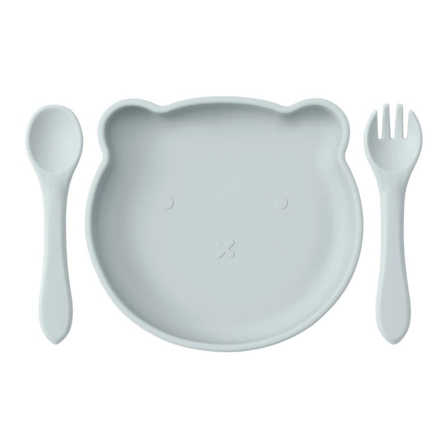 Silicone Baby Feeding Set- BPA Free Suction Bowl, Plate, Spoon & Fork