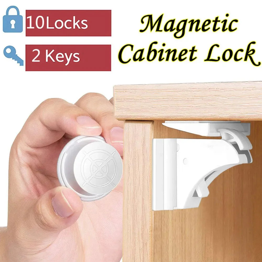 Magnetic Cabinet & Drawer Safety Locks - Baby Proofing Kit