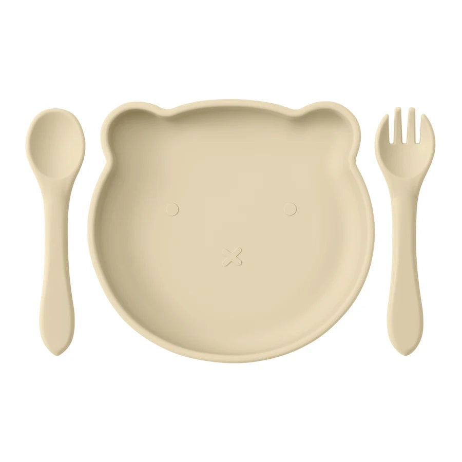 Silicone Baby Feeding Set- BPA Free Suction Bowl, Plate, Spoon & Fork