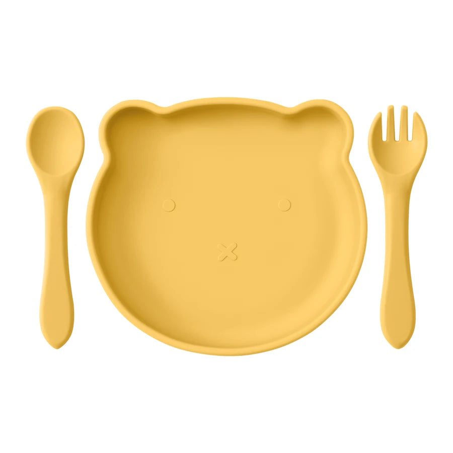 Silicone Baby Feeding Set- BPA Free Suction Bowl, Plate, Spoon & Fork