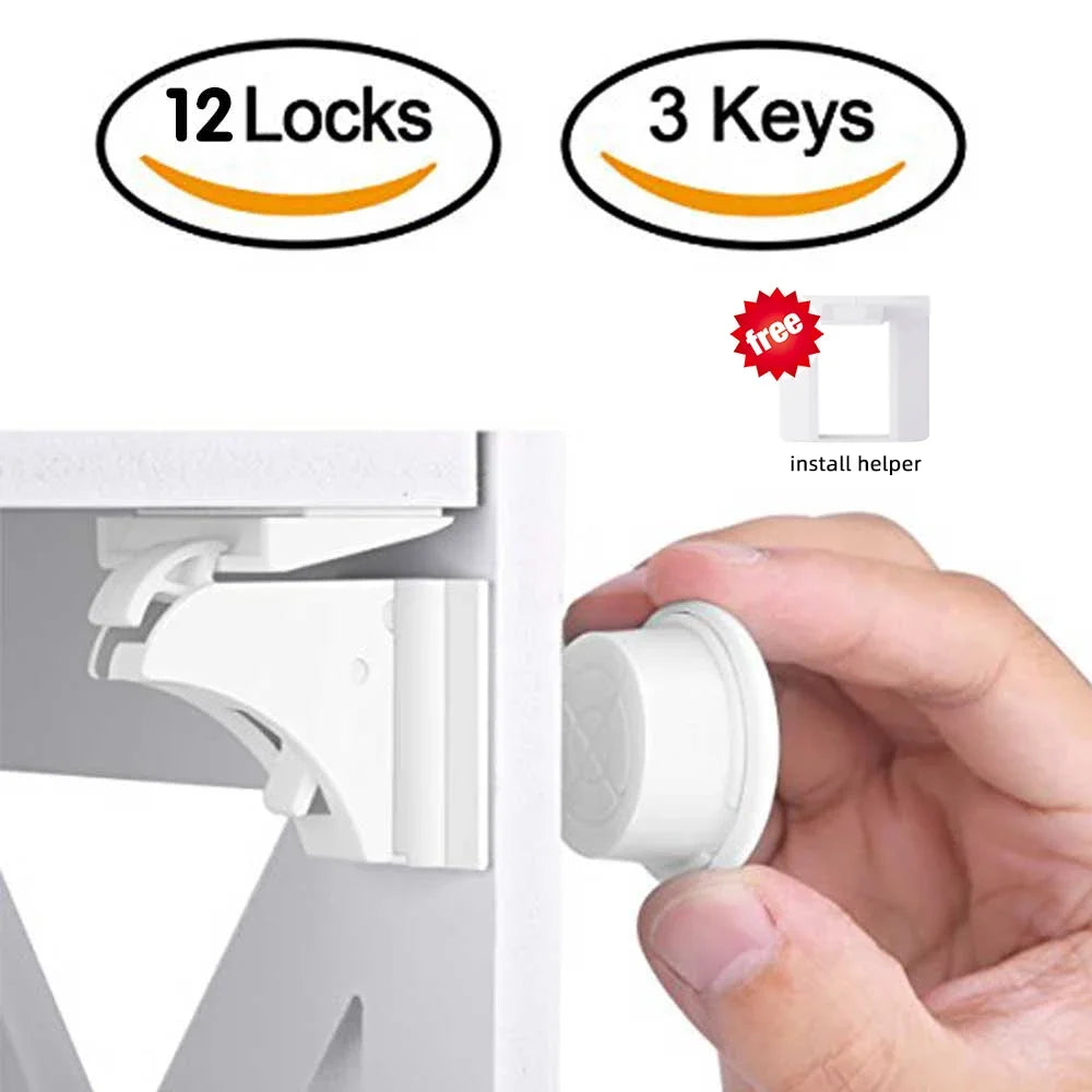 Magnetic Cabinet & Drawer Safety Locks - Baby Proofing Kit